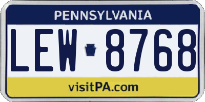 PA license plate LEW8768