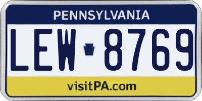 PA license plate LEW8769