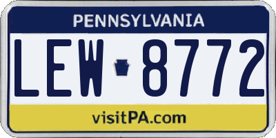 PA license plate LEW8772