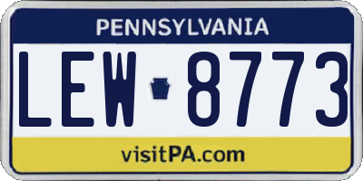 PA license plate LEW8773