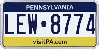 PA license plate LEW8774