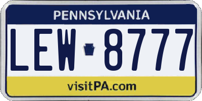 PA license plate LEW8777