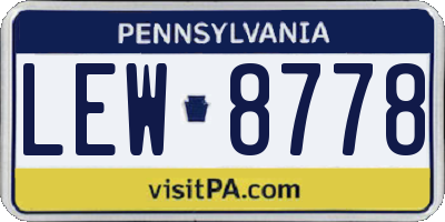 PA license plate LEW8778