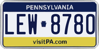 PA license plate LEW8780