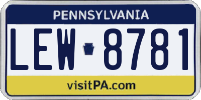 PA license plate LEW8781
