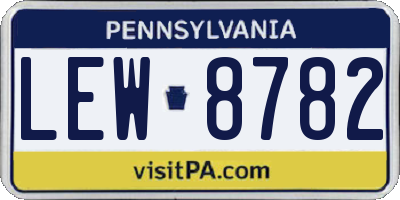 PA license plate LEW8782