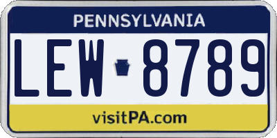 PA license plate LEW8789