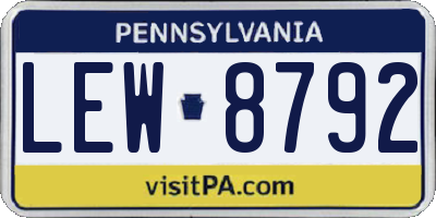 PA license plate LEW8792