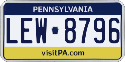 PA license plate LEW8796