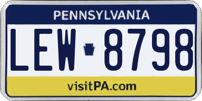 PA license plate LEW8798