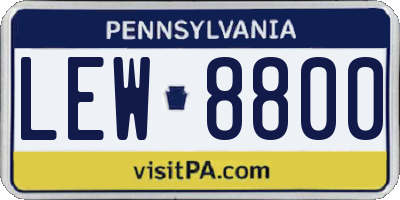 PA license plate LEW8800