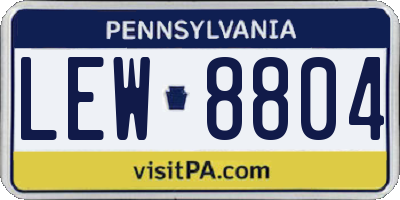 PA license plate LEW8804