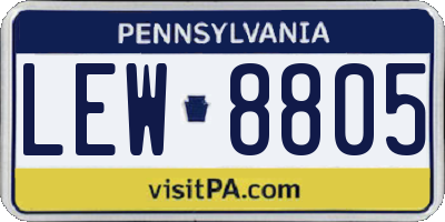 PA license plate LEW8805