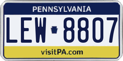 PA license plate LEW8807