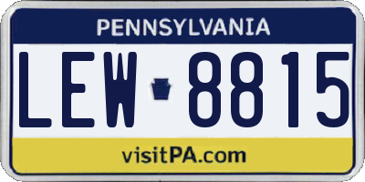 PA license plate LEW8815