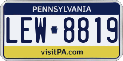 PA license plate LEW8819