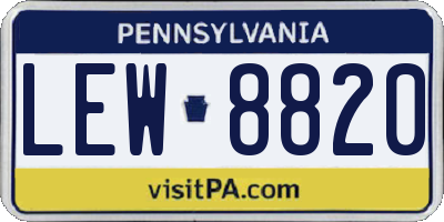 PA license plate LEW8820