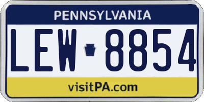 PA license plate LEW8854