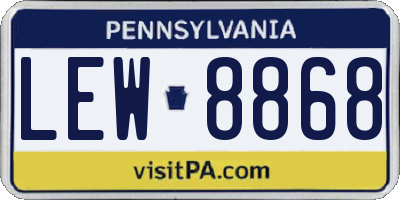 PA license plate LEW8868