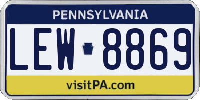 PA license plate LEW8869