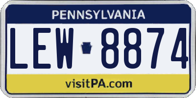 PA license plate LEW8874