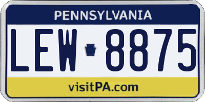 PA license plate LEW8875