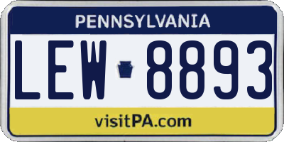 PA license plate LEW8893