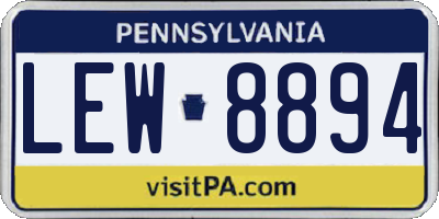PA license plate LEW8894