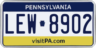 PA license plate LEW8902