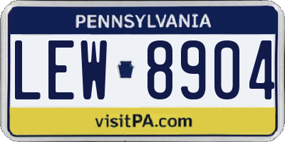 PA license plate LEW8904