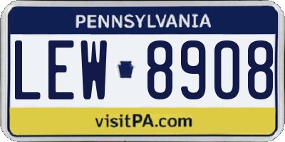 PA license plate LEW8908