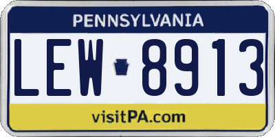 PA license plate LEW8913