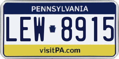 PA license plate LEW8915