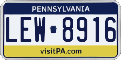 PA license plate LEW8916