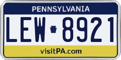PA license plate LEW8921