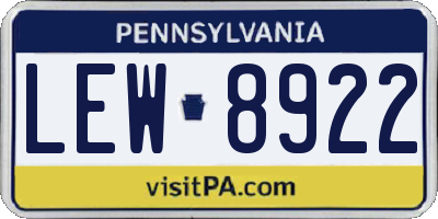 PA license plate LEW8922