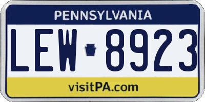 PA license plate LEW8923