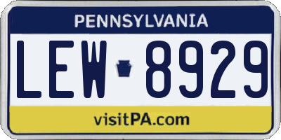 PA license plate LEW8929
