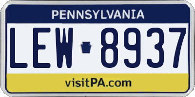 PA license plate LEW8937