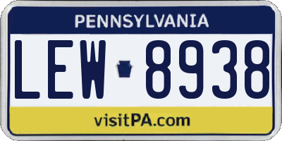 PA license plate LEW8938
