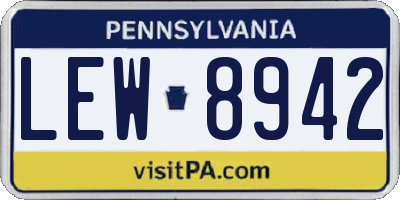 PA license plate LEW8942