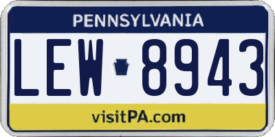 PA license plate LEW8943