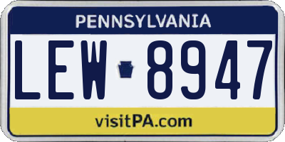 PA license plate LEW8947