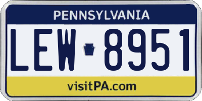 PA license plate LEW8951