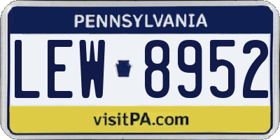 PA license plate LEW8952