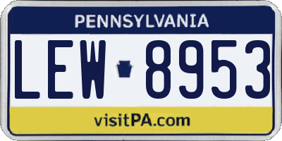 PA license plate LEW8953