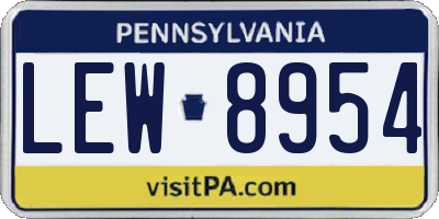 PA license plate LEW8954