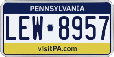 PA license plate LEW8957