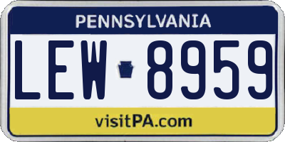 PA license plate LEW8959