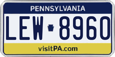 PA license plate LEW8960
